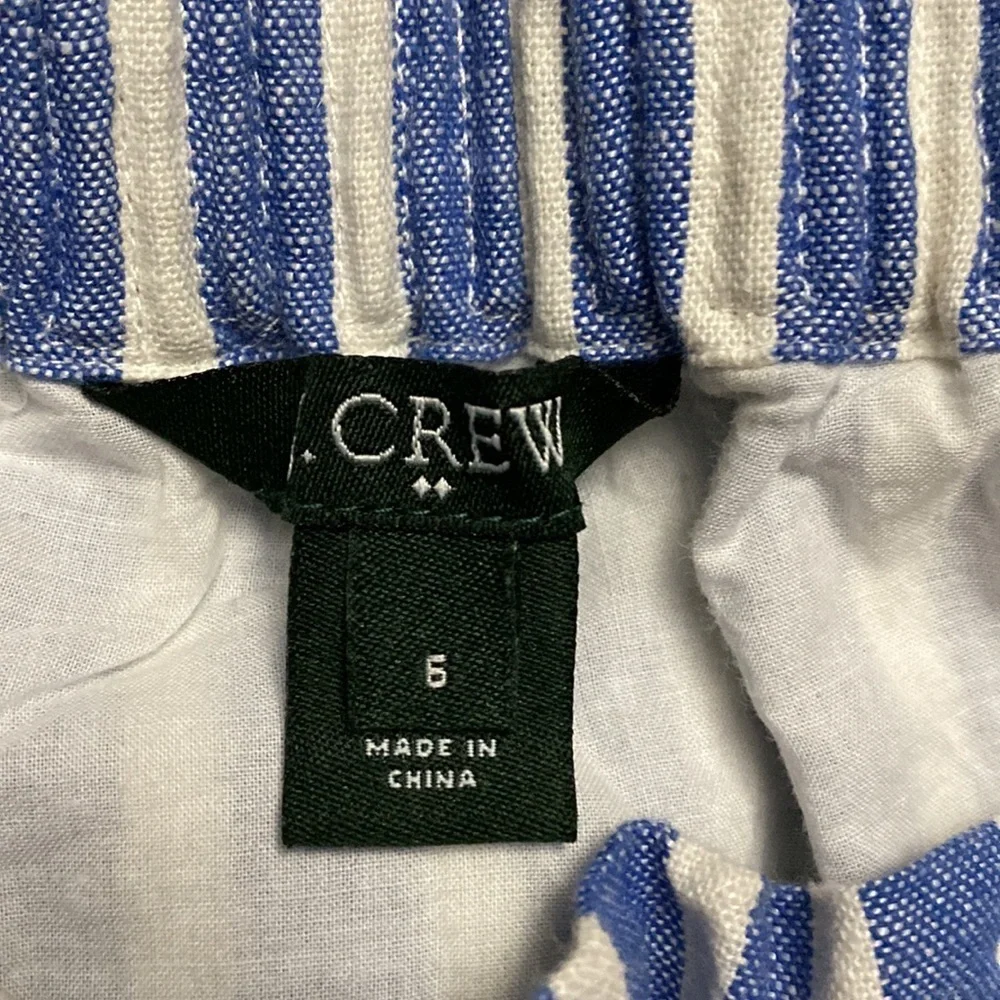 J. Crew Striped Linen Cotton Blend Skirt with Pockets Size 6
